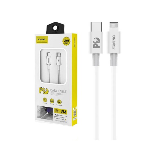 Foneng Quick Charge Data Cable X31 Type C to Lightning PD 20W 3A 1M White